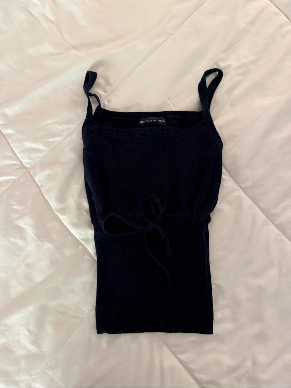 Brandy Melville Navy Knit Tank Top with Tie Waist